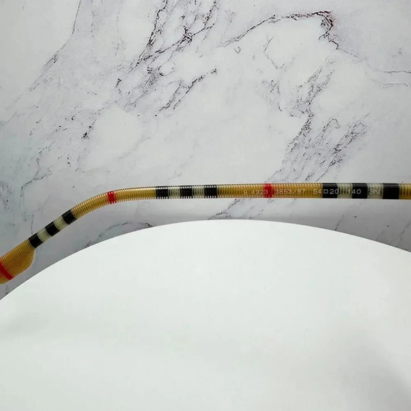 Burberry Sunglasses Black Square Cat Eye Checkered Arm Italy Authentic 54-20-140 - Picture 9 of 16